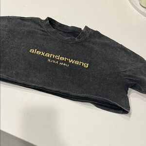 Alexander Wang Charcoal Tee with Gold Logo